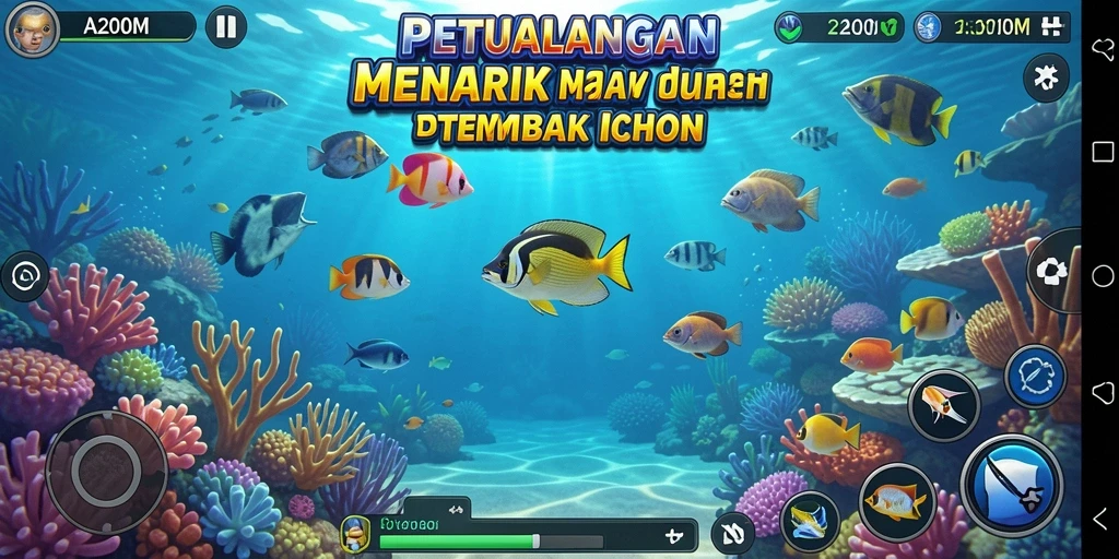 Screenshot gameplay Tembak Ikan A200M yang menarik dan penuh warna.