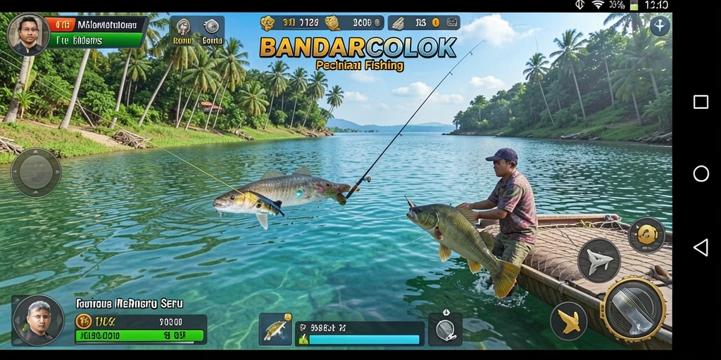 Gameplay BANDARCOLOK yang memikat dan menenangkan dengan suasana memancing yang realistis.