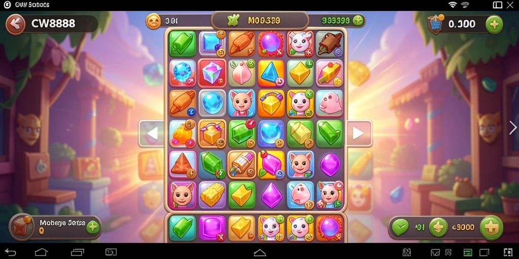 Screenshot menampilkan gameplay seru dari CW8888 dengan level match-3 yang menantang.