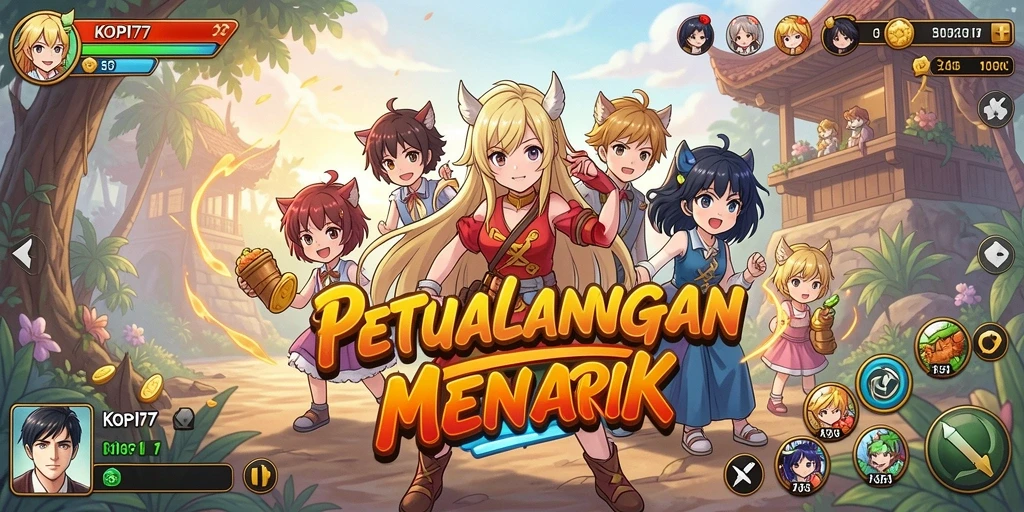 Tampilan gameplay KOPI77 yang menawan dengan karakter Anime yang mengesankan.