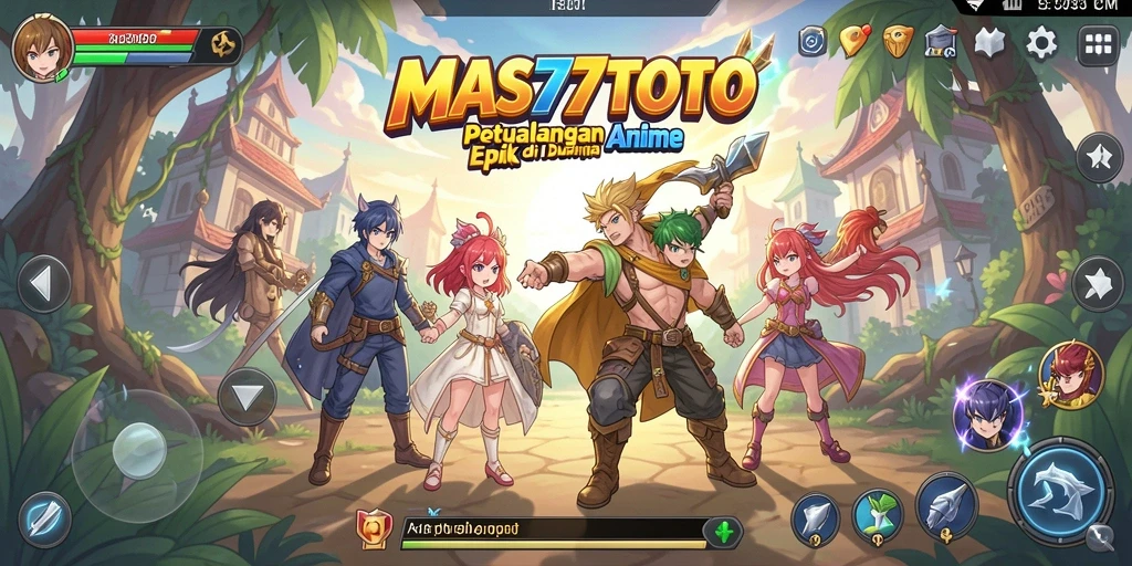 Tampilan dinamis gameplay MAS77TOTO dengan karakter anime.