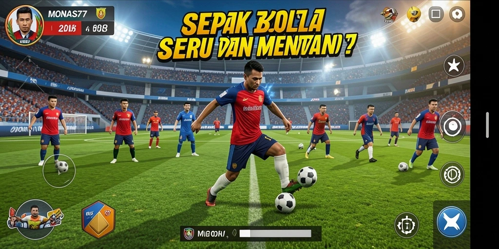 Tangkapan layar utama MONAS77 menampilkan aksi permainan sepak bola yang intens.