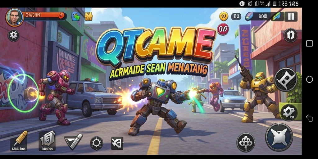 Screenshot menampilkan aksi seru di gameplay Arcade QTGAME.